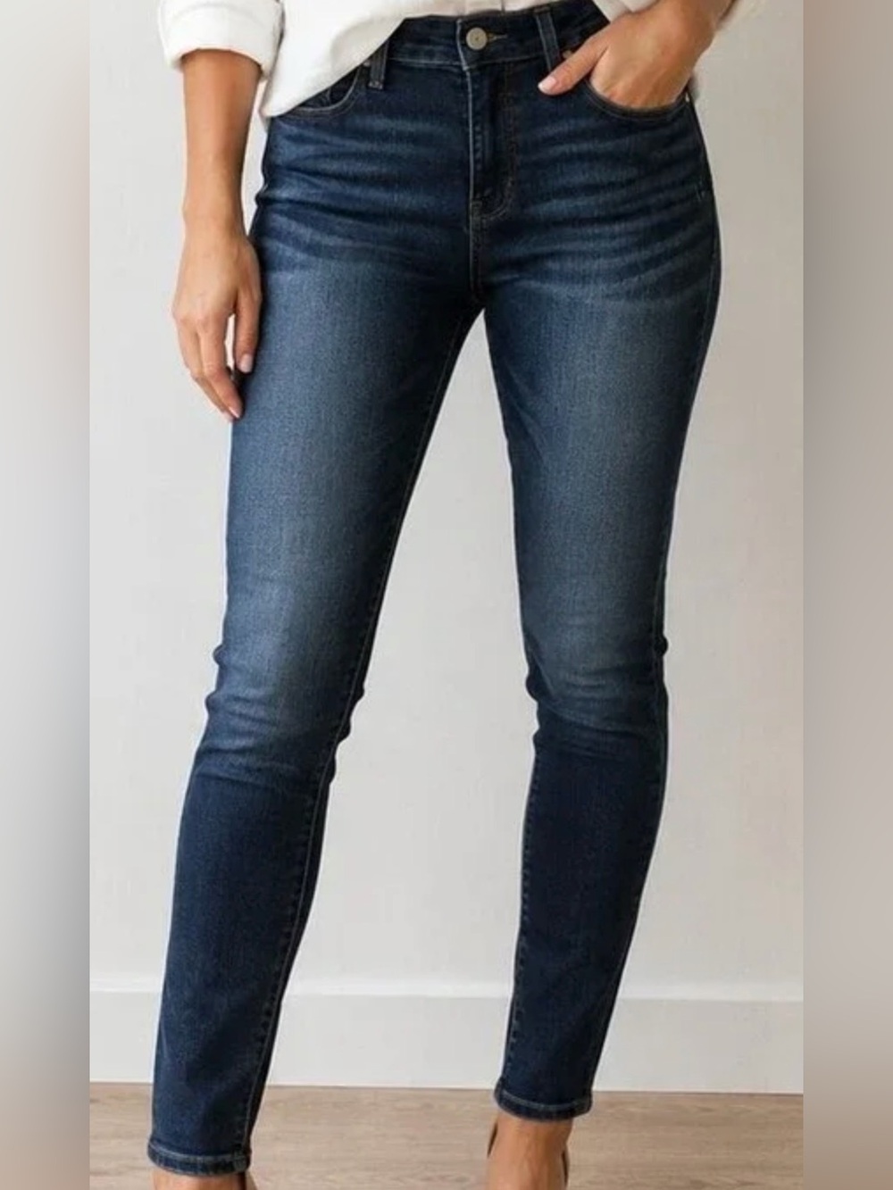 Lucky Brand "Brooke Skinny" USA-Made White Oak Cone Denim Jeans 14/32 Regular